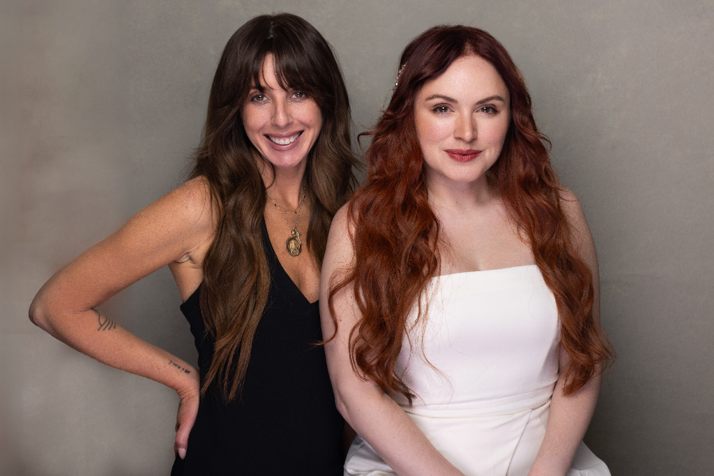 Two models showing 22+ inches of volume and length with Mixie Mane extensions
